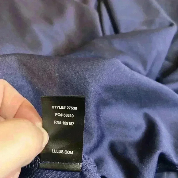 Lulus Womens Blue Madalyn V-Neck Lace & Chiffon Full Length A-Line Gown Medium - Picture 7 of 8